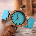 Top Luxury Royal Blue Wooden Watch Quartz Wristwatch