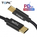 TOPK AN80 60W 3A USB Type C USB Cable for Samsung Galaxy S10 Oneplus Type-C PD QC3.0 Fast Charging