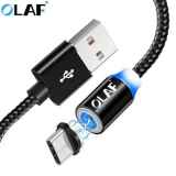 OLAF LED Type C Micro USB Fast Charge For Xiaomi iPhone Samsung Mobile Phone Magnetic Charger Cord