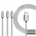 3 in 1 Fast Charging Cable Strong Micro Usb+Type C+8 Pin Charger Cable