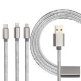 3 in 1 Fast Charging Cable Strong Micro Usb+Type C+8 Pin Charger Cable