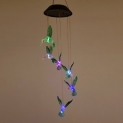 Outdoor LED Solar Hummingbirds Lamp Rechargeable Wind Chime Garden Hanging Lights