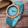 Top Luxury Royal Blue Wooden Watch Quartz Wristwatch