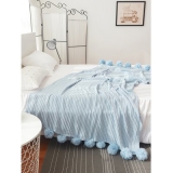 Handmade Pom Pom Knitted Blanket