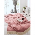 Color Block Hem Jacquard Knitted Blanket