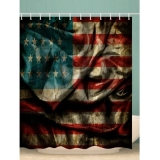 Vintage American Flag Pattern Waterproof Shower Curtain