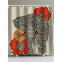Elephant Floral Print Shower Curtain
