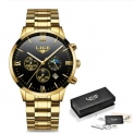 LIGE Men Watch Chronograph Mens Watch Luxury Waterproof Quartz Gold Clock Men Relogio Masculino