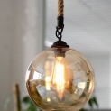 Loft Vintage Retro Pendant Lights Industrial Glass Ball Hemp Rope E27 Fixtures