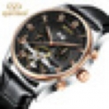 Mechanical Watch Men Automatic Classic Rose Gold Leather Mechanical Wrist Watches