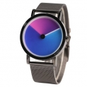 Men Watch Creative Colorful Stainless Steel Mesh Band Minimalist Quartz Wristwatch Sci-fi Clocks