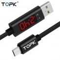 TOPK AC27 Micro USB Cable 1M Voltage and Current Display Nylon Braided Durable USB Cable Data