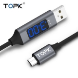 TOPK AC32 Micro USB Type C Cable Voltage and Current Display Fast Charging Data Sync USB Cable