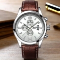 New Fashion Genuine Leather Mens Watches Waterproof Quartz Wrist Watches Business Casual Man Clock
