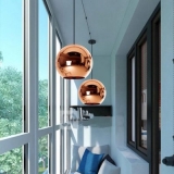Copper Gold Silver Loft Kitchen Island Dining Table Glass Ball Pendant Lamp
