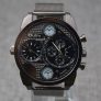 Stainless Steel Band Mens Wristwatch Nice 2 Time Zone Watches Sport Net Watch