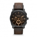 Vintage Watch for Men Machine Mid-Size Chronograph Brown Leather Watch Male Business Wrist Watch