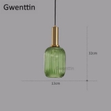 Modern Stained Glass Pendant Light Fixtures LED Industrial Gold Hanging Lamp