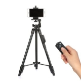 Aluminum Shooting Tripod with 3-Way Head and Bluetooth Remote and Clip for Camera Phone