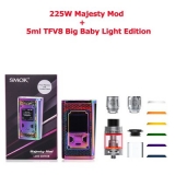 SMOK 225W Majesty Vape Mod with 5ml TFV8 Big Baby Tank Q2 T8 Coil Electronic Cigarette Kit Vaporizer