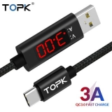 TOPK AC27 Voltage and Current Display Fast Charging Type-C Cable for  Xiaomi Huawei Fast Charging