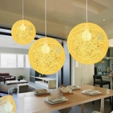 LED Rattan Pendant Lights Modern Colorful Hanging Lamp E27